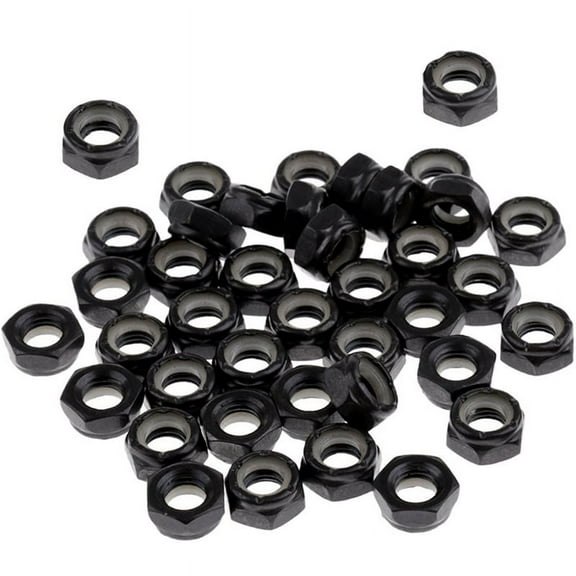 50Pcs Sturdy Skateboard Longboard Trucks Wheels Replacement Axle Nuts Hardware Black