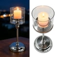 thumbnail image 3 of Sliver Hurricane Candle Holders, 1 Pcs Tall Windproof Candle Holders, Metal Stand for Table Centerpiece, Outdoor Indoor Wedding Party Holiday Decor, Home Dining, Candles Not Included, 3 of 5