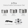 thumbnail image 6 of Carote 6 Pcs Stainless Steel Saucepan Set, Saucepans with Detachable Handle, Oven Safe, Induction Ready, Stackable Cookware, Kitchen Cooking Set, 6 of 7