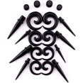 thumbnail image 2 of Kit de dilatadores de oreja (negro) 54 piezas 14G-00G Juego de extensores de dilatadores de oreja, tapones y tapones acrílicos y túneles de silicona, conjunto de joyería para piercing corporal, 2 of 5