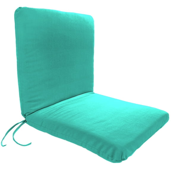 Jordan Manufacturing 37" x 19" Blue Turquoise Solid Rectangular Outdoor Chair Cushion with Ties
