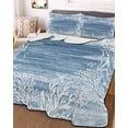thumbnail image 3 of Quilts Queen Size Bedding Set, Blue Coastal Nautical Lightweight Quilted Comforter, Summer Ocean Sea Waves Starfish Coral Soft Bedspread Coverlet with Pillow Covers for All Season, 90" x 96", 3 of 7