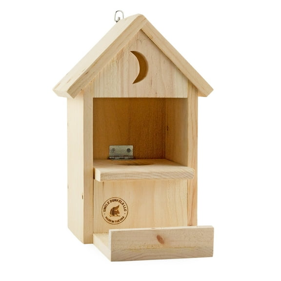Uncle Dunkels Outhouse Squirrel Feeder; Rustic Handmade Wooden Squirrel Food Dispenser Box
