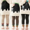 thumbnail image 1 of Kids Girls Winter Warm Velvet Leggings Stretch Cotton Cable Knit Fleece Lined Pants Tights, 1 of 8