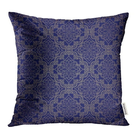 Royal Blue And Gold Pillows ARHOME Navy Paisley in Luxury Style Gold and Blue Ornate Filigree Floral Royal Baroque Pillow Case Pillow Cover 16x16 inch Throw Pillow Covers ()