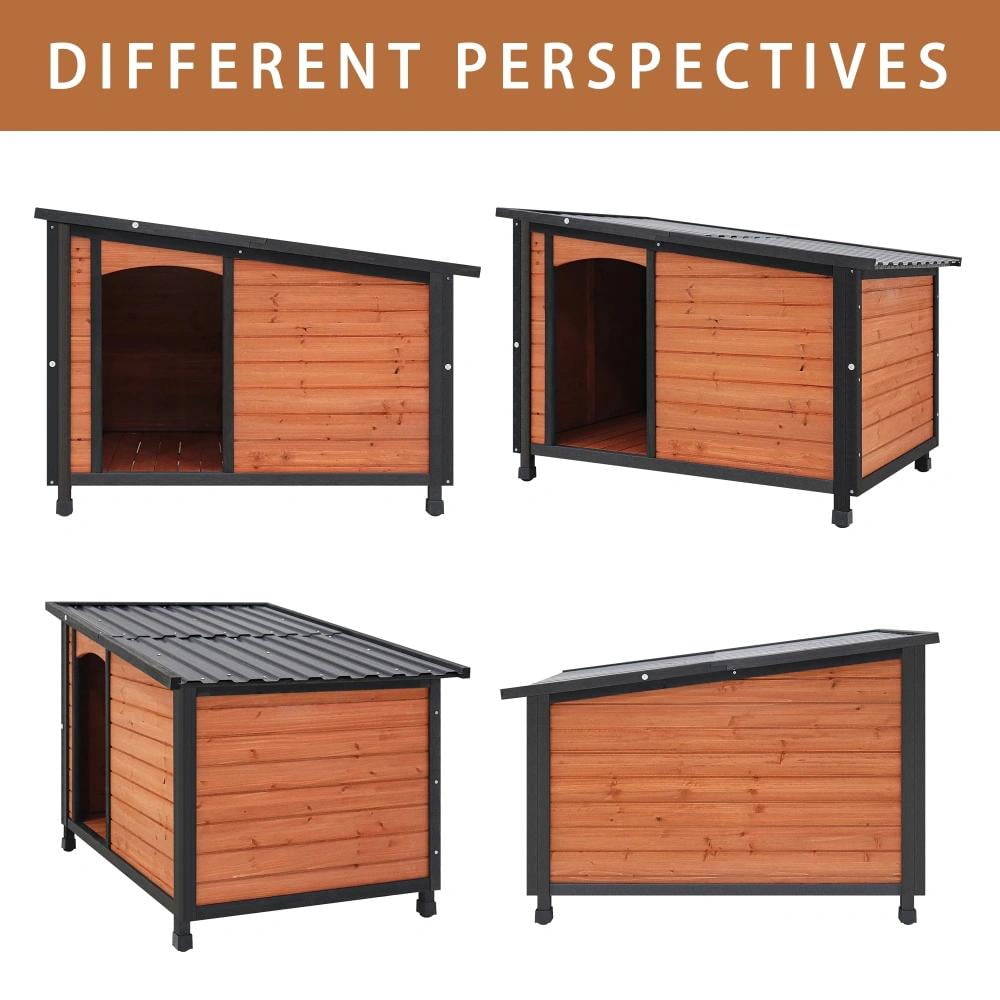 MIDOQIN Dog House Outdoor Indoor, Wooden Dog Kennel with Winter Raised Feet Puppy Shelter