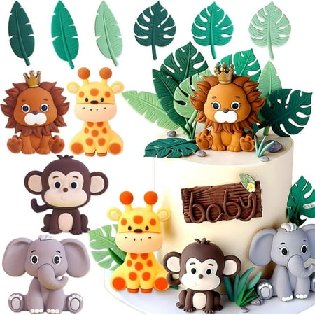 3D Cartoon Jungle Animal Leaf Cake Decoration Set - Baking Accessories Multi-style Combination