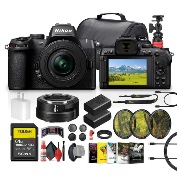 Nikon Z50 II Mirrorless Camera 20.9MP with 16-50mm Lens Bundle FTZ II Adapter 64GB Card Battery Software Bag (International Model)