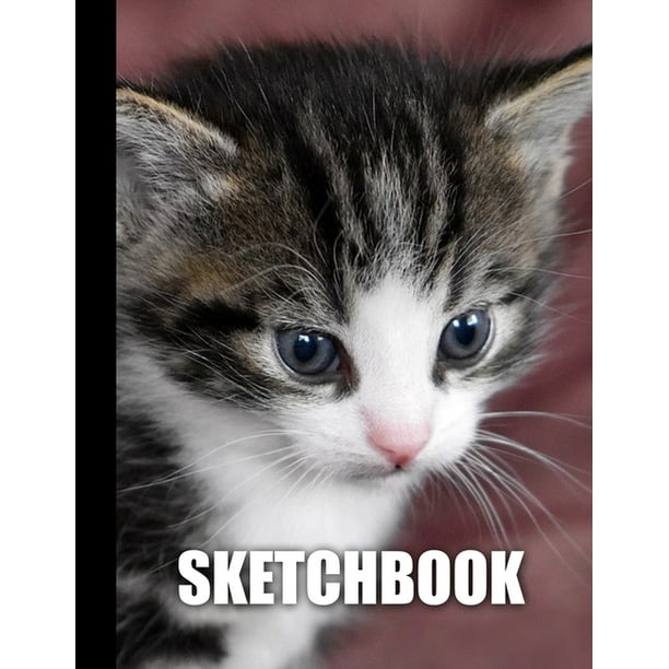 Sketchbook Cute Kitten Cat Cover Design White Paper 120 Blank