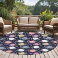 thumbnail image 4 of Round Area Rug 8 Ft, Easter Bunny Washable Non-Slip Circle Carpet for Living Room/Bedroom, Colorful Eggs Spring Leaves Daisy Navy Blue Collection Low-Profile Large Area Rugs for Indoor, 4 of 8