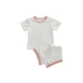 thumbnail image 2 of Qiylii Newborn Baby Summer Ribbed Outfit Short Sleeve T-shirt+Shorts,0-3T, 2 of 9