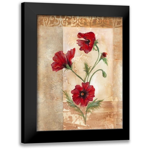 Cuozzo, Marianne D. 12x14 Black Modern Framed Museum Art Print Titled - Red Poppies III