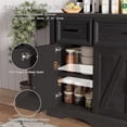 thumbnail image 4 of Buffet Cabinet with Drawers, 56" Large Sideboard Buffet Storage Cabinet with Shelves and Doors, Wave Base Design, Multi-Purpose Buffet Table with Charging Station for Living Room,Dining Room,Black, 4 of 8