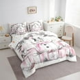 thumbnail image 4 of Manfei Cartoon Pink Snowman Twin Bedding Sets 7-Piece for Child, Santa Claus Gift Bedding Comforter Set, Christmas Plant Print Reversible Sheet Sets, Microfiber Bedroom Decor, 4 of 8