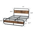 thumbnail image 4 of Catrimown Queen Size Bed Frame with LED Light Headboard, Metal Platform Bed with Wooden Headboard, Rustic Brown, 4 of 7