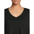 thumbnail image 4 of Terra & Sky Women's Plus Size V-Neck Tee with Long Sleeves, 4 of 5