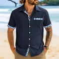 thumbnail image 2 of Stamzod Mens Shirts Casual Stylish Button Down Shirts Short Sleeve Summer Beach Shirt with Pocket Navy M, 2 of 6