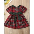thumbnail image 4 of Hirigin Toddler Baby Girl Christmas Plaid Dress Short Sleeve Bowknot Red Princess Dres 6M 12M 2T 3T 4T Xmas Party Clothes, 4 of 7