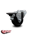 thumbnail image 2 of 3 Inch Soft Rubber Wheel Swivel Bolt Hole Caster with Posi Lock Brake SCC, 2 of 2