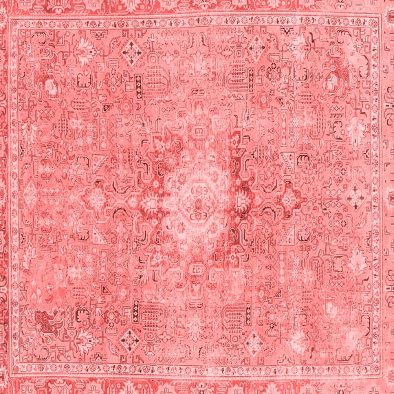 Ahgly Company Machine Washable Indoor Square Abstract Red Modern Area Rugs, 7' Square