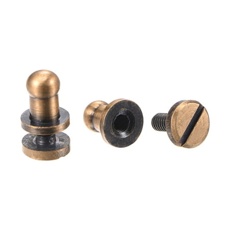 

5 Set 4mm Solid Brass Round Head Stud Screw Rivets for DIY Leather Belt Wallet Handbag Decoration Copper Tone