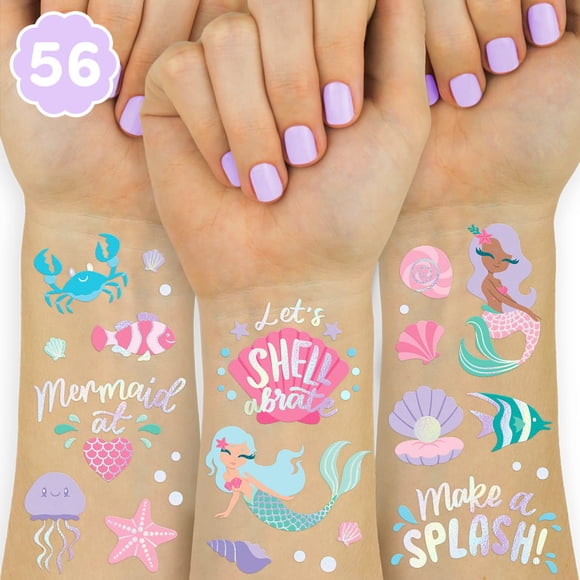 Tatuajes temporales xo, Fetti Sirena Bajo el Mar para niños