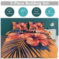 thumbnail image 5 of 3 Pcs Soft Bedding Set, Includes 1 Duvet Cover with Zipper And 2 Pillow,Shams Hawaiian Hibiscus Garden Orange Flowers Twin(86"x70"), 5 of 8