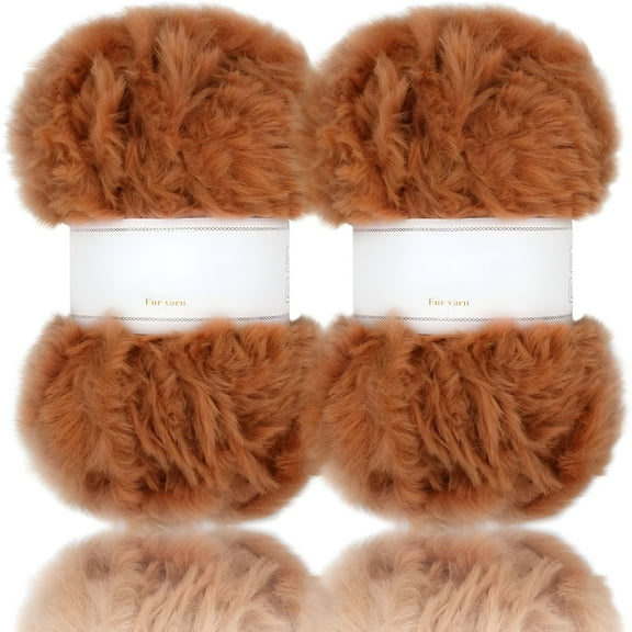 AUQ 2 Skeins / 6 Skeins Super Soft Fur Yarn Chunky Fluffy Faux Fur Yarn Eyelash Yarn for Crochet Knit - Total Length 2×32m (2×35yds,50g×2)