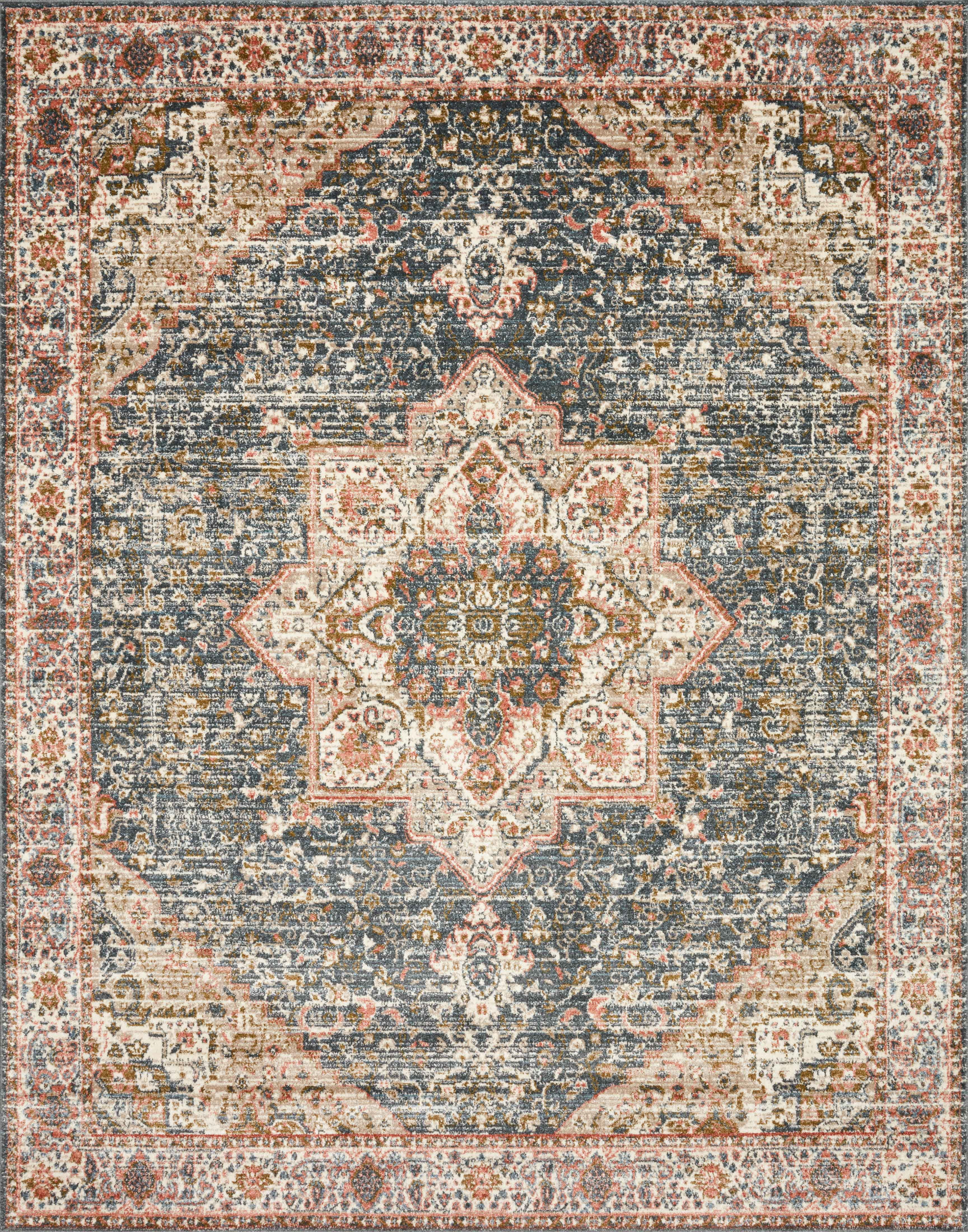 Loloi II Saban SAB-01 Oriental Blue / Multi Area Rug 6'-7" x 9'-3"