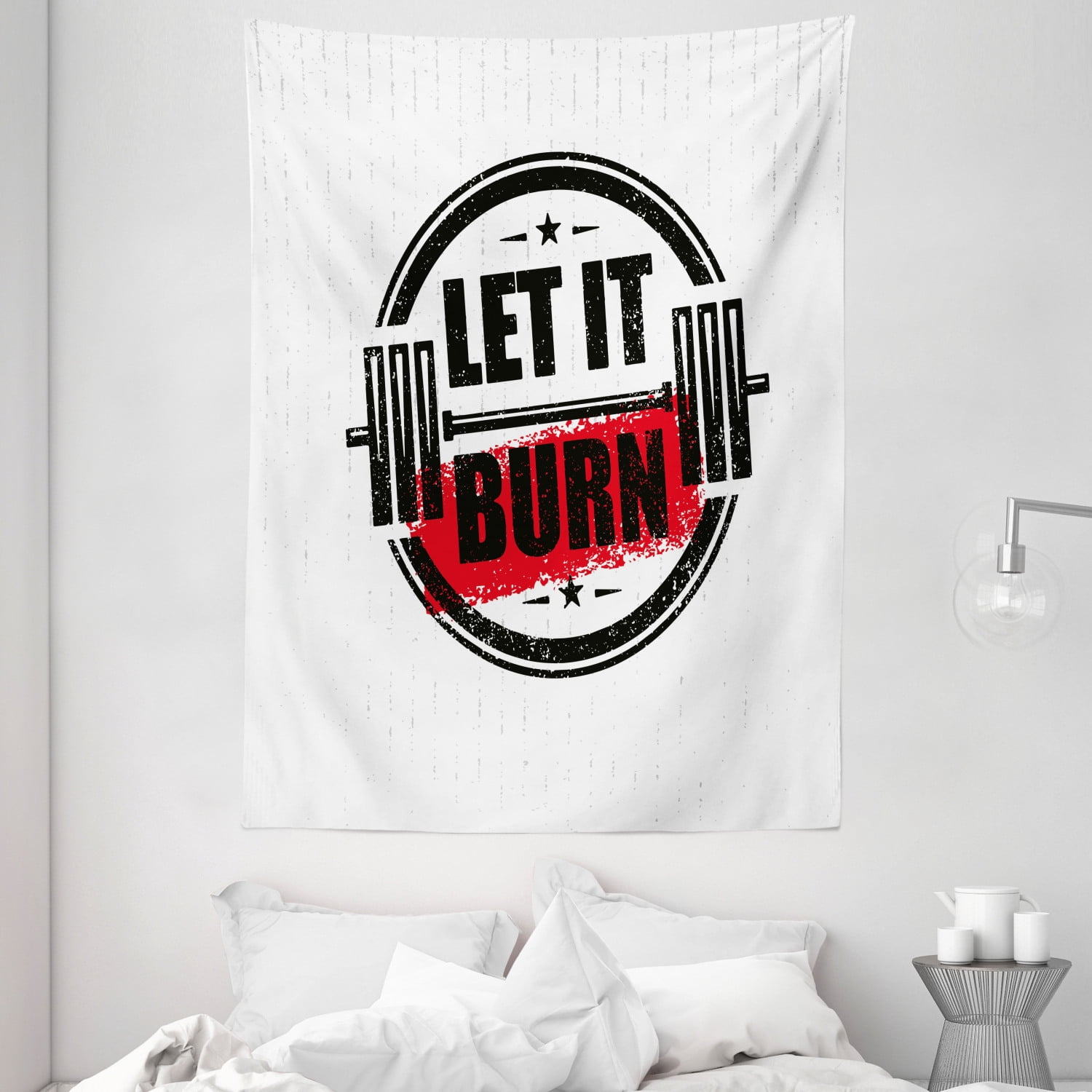 Fitness Tapestry Let It Burn Gym Workout Strong Training Motivation Active Healthy Life Grunge Wall Hanging For Bedroom Living Room Dorm Decor Red Black White By Ambesonne Walmart Com Walmart Com
