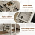 thumbnail image 5 of End Table with Charging Station, 3-Tier Narrow Side Table with Drawer and Storage End Table Wood Farmhouse Bed Side Table/Night Stand for Living Room Bedroom Office (Rustic Grey), 5 of 9