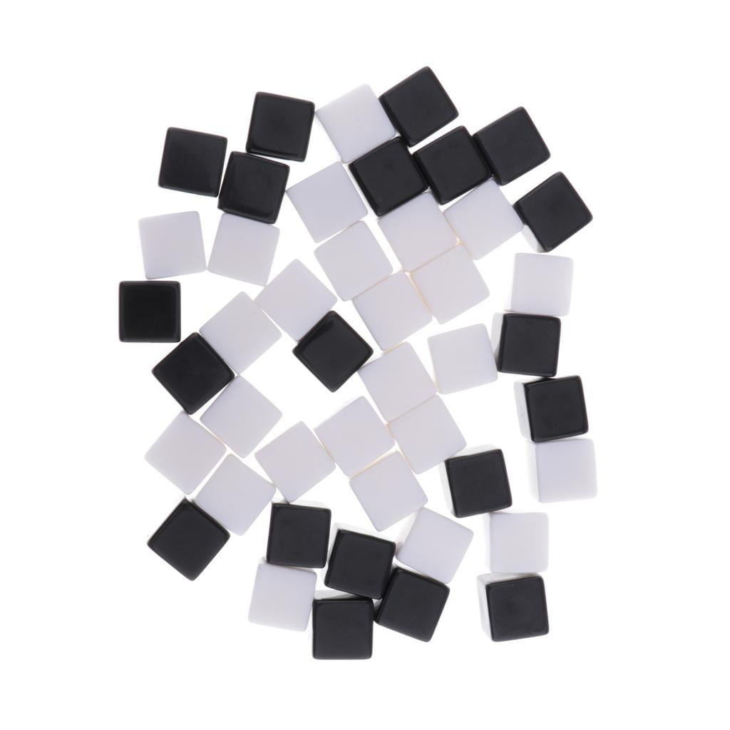LeeQinersw 100 Pack Plastic White Black Blank 6 Sided Dice 16mm for RPG Math Teaching