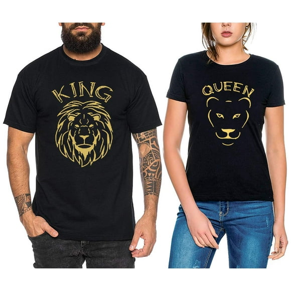 King Queen Shirts for Couples Matching Lion Couple Shirts Funny His and Her Shirts Sets