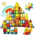 thumbnail image 1 of W WISE BLOCK Magnetic Tiles, 131PCS Magnetic Blocks Set Including 2 Cars, Learning Magnetic Building Blocks Sets, Educational Magnets Tile, 1 of 7