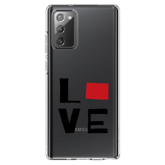 DistinctInk Clear Shockproof Hybrid Case for Samsung Galaxy Note 20 (6.7" Screen) - TPU Bumper Acrylic Back Tempered Glass Screen Protector - Colorado - Love Black & Red