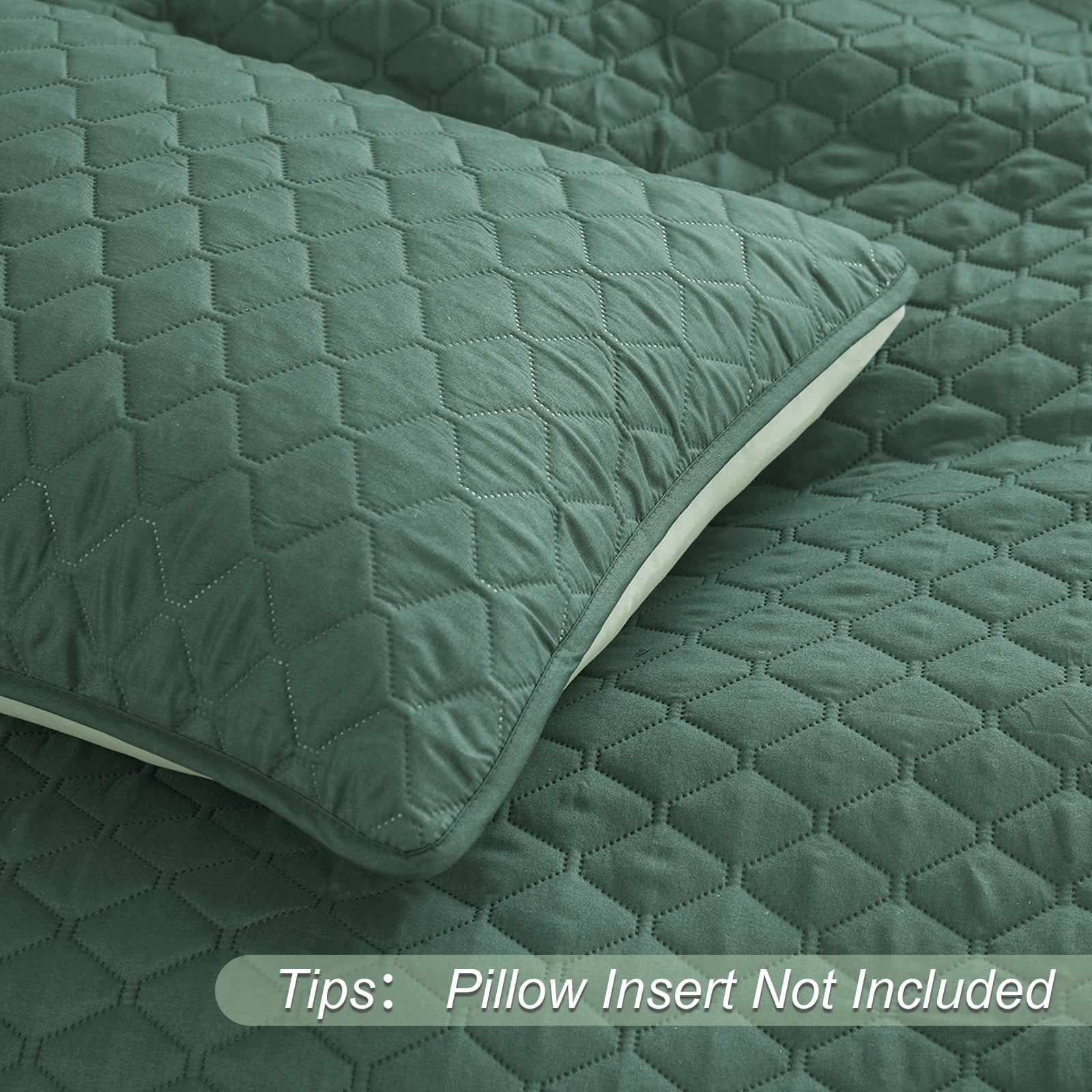 Exclusivo Mezcla King Size Quilt Set, 3-Piece Lightweight King Quilts Soft Bedspreads Bed Coverlets, Dark Green, 104"x96"