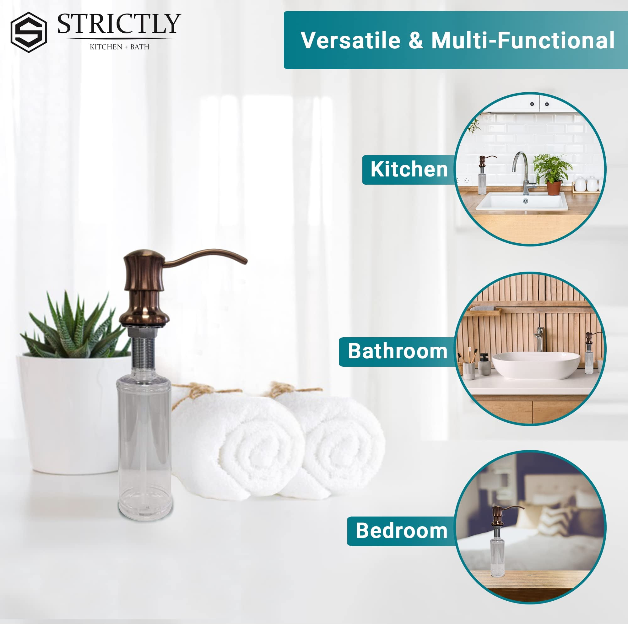 Strictly Sinks Traditional Liquid Soap Dispenser - Stainless Steel Refillable Dish Soap Dispenser