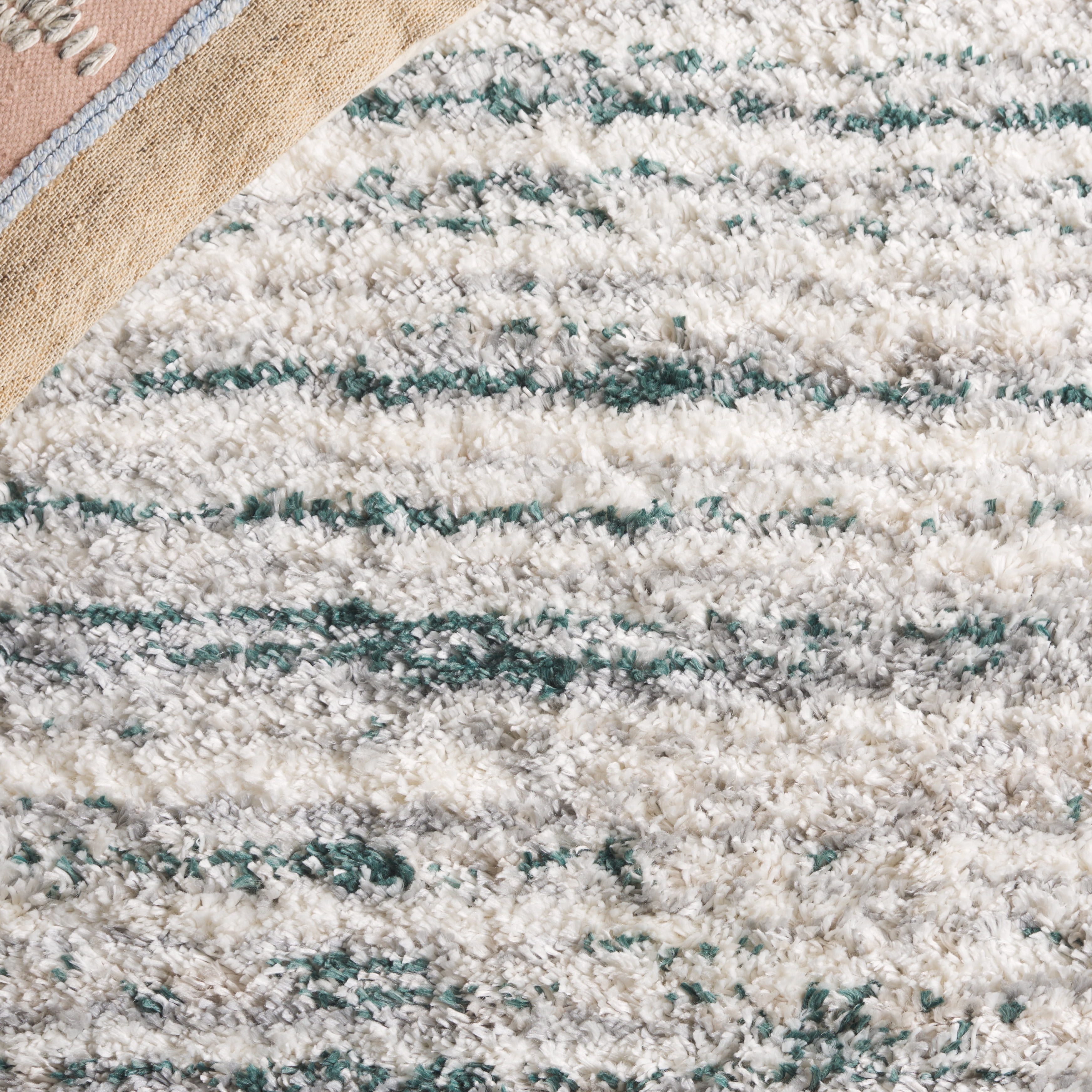 SAFAVIEH Fontana Danny Abstract Shag Area Rug, Ivory/Green, 3' x 5'