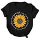 thumbnail image 1 of Gibobby Playera de Verano para Mujer Mujeres Casual Sunflower Camisas de imprenta Cuello corto de manga corta Tee Tops Tunic Blose(Negro,G), 1 of 5