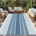 thumbnail image 2 of Blue Ombre Stripe Outdoor Rug 3x5 Ft - Reversible Patio Rug Outdoor Camping Rugs, Farmhouse Striped Gradient Washable Indoor Outdoor Area Rugs, Non-Slip Outdoor Carpet Runner for Deck/Porch, 2 of 8