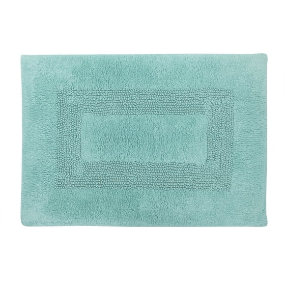 Mainstays Racetrack 100% Cotton Teal Bath Rug, 17" x 24"