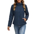 thumbnail image 7 of Crgrtght Women Hooded Zip Long Sleeve Solid Casual Travel Jacket Coat Waterproof Hiking Jacket Windproof Outdoor Slim Lightweight Rain Jacket, Navy M, 7 of 7