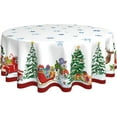 thumbnail image 4 of Christmas Tablecloth, Round Table Christmas Tablecloth 60 Inch, Snowman Christmas Table Cloth, Washable Polyester Farmhouse Tablecloths For Dinner Room Picnic Indoor Outdoor Party Christmas Decoration, 4 of 6