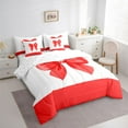 thumbnail image 3 of Feelyou Red Princess Bowknot Bedding Comforter Set 7pcs, Kawaii Dreamy Bow-tie King Bedding Sets, Fairy Tale Style Reversible Bed Sheets, Ultra Soft Bedroom Decor, 3 of 8