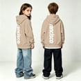 thumbnail image 5 of WhouRiu Boys Girls Letter Graphic Hoodie Kids Unisex Long Sleeve Hooded Pullover With Pockets Autumn Winter Soft Cozy Sweatshirts,9-10 Years, 5 of 9