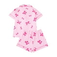 thumbnail image 4 of Censtreet Men's 2 Piece Pajama Set Bow Graphic Button Down Short Sleeve Lapel Shirt Pj Short Set, 4 of 8
