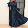 thumbnail image 4 of ZANZEA Women Ruffles Flare Long Sleeve O-Neck Solid Irregular Hem Muslim Casual Party Maxi Long Dress, 4 of 6