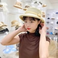 thumbnail image 2 of SikaFu Beach Photography, Straw Hat, Casual Temperament, Women's Sunshade Hat, Foldable Fisherman's Hat, Large Brim, Revealing Face, Small Hat, Sun Protection, 2 of 7