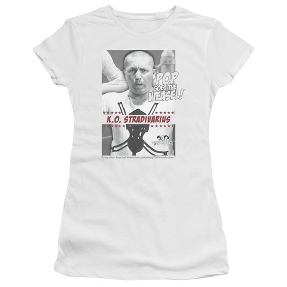 Three Stooges WeaseLong S/S Junior Women's T-Shirt Sheer White