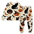 thumbnail image 4 of Xijirk Women Halloween Pajama Set Long Sleeve Crew Neck Top with Jogger Pants Assorted Halloween Element Print Loungewear for Sleepwear and Holiday Party,White4,S, 4 of 4